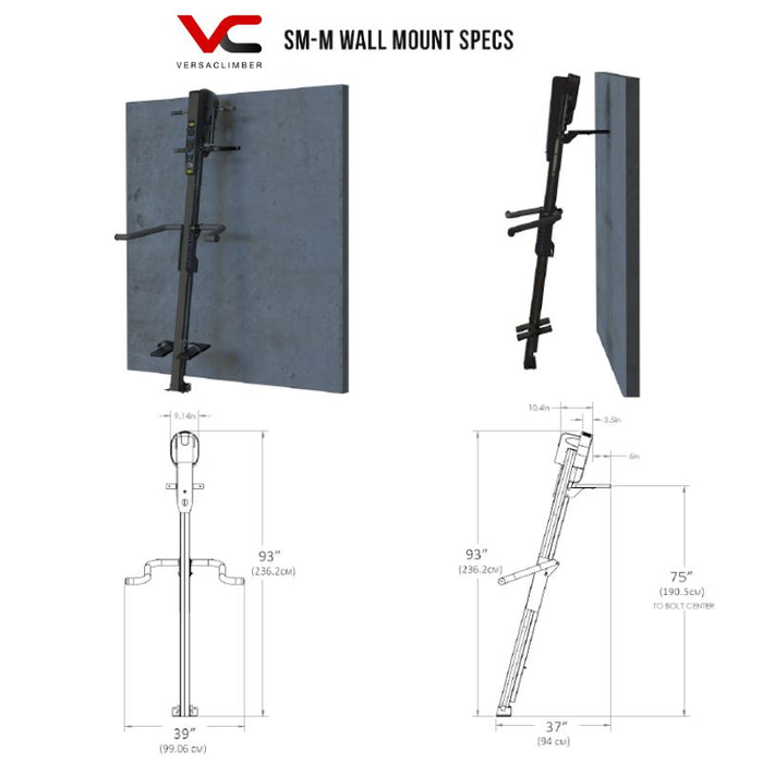 VersaClimber SM-M Climber Wall Mount Specs