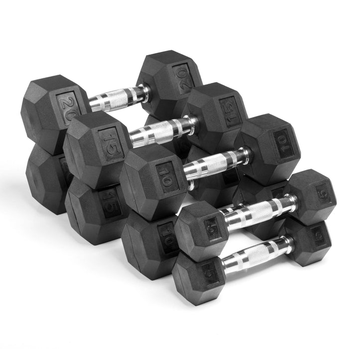 XMark Fitness Rubber Coated Hex Dumbbell Sets
