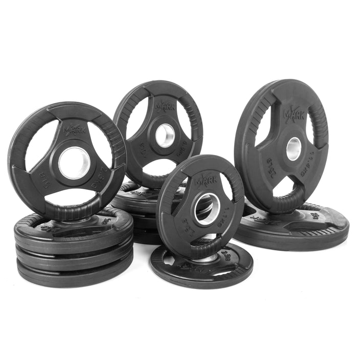 XMark Fitness Rubber Coated Tri-grip Olympic Plate Set XM-3377-BAL