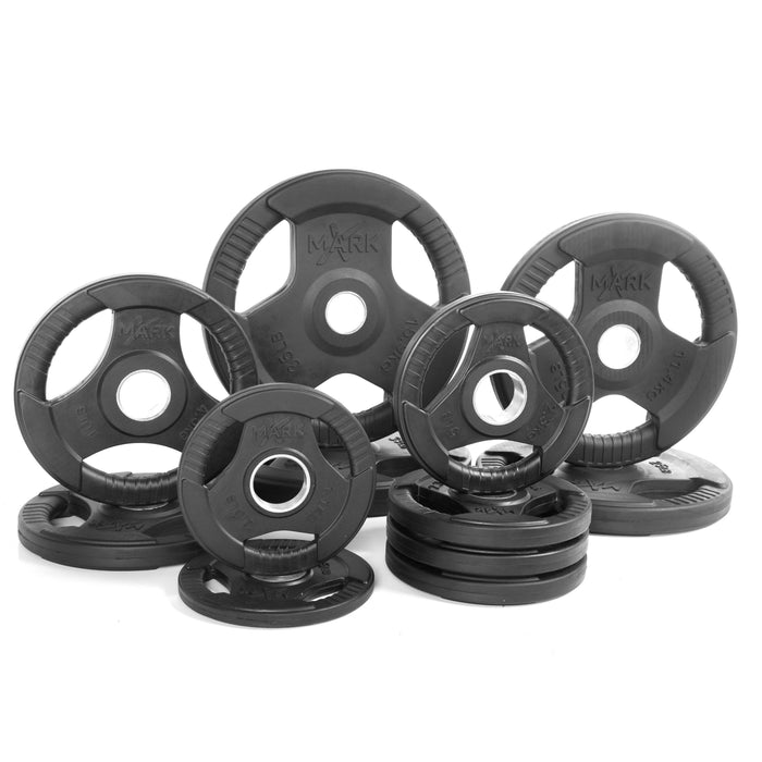 XMark Fitness Rubber Coated Tri-grip Olympic Plate Set XM-3377-BAL