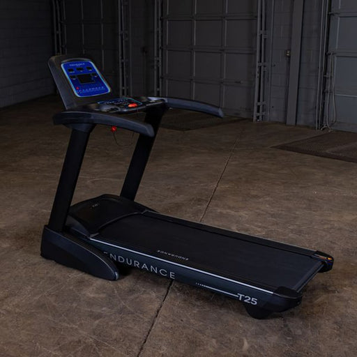 Body-Solid Endurance T25 Folding Treadmill Side Rear View