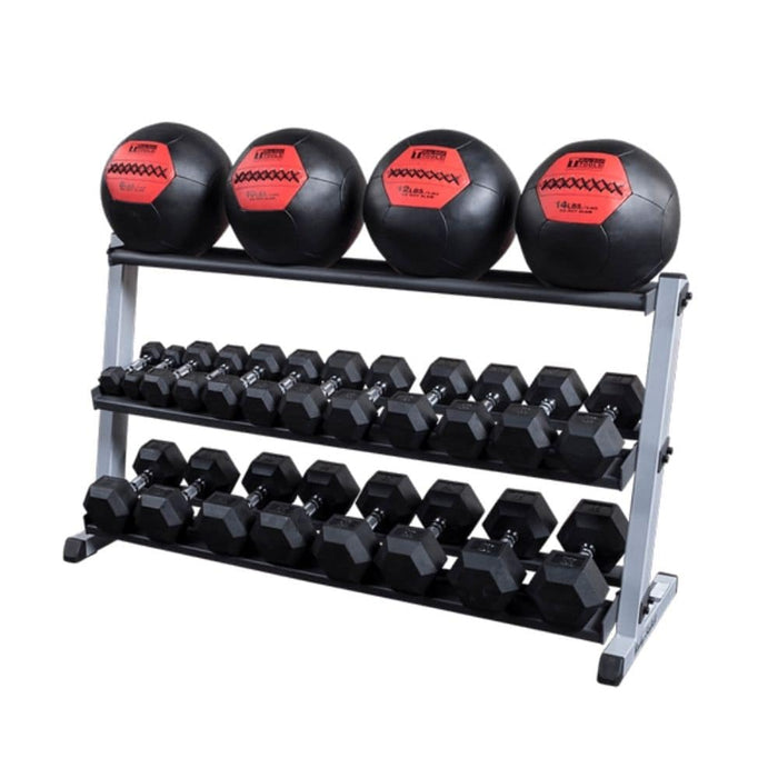 Body-Solid GDR60 Pro Dumbbell Rack With Optional Tray And Black MB And Hex DB