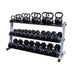 Body-Solid GKRT6 Optional Kettlebell Shelf With Hex DBs And Black KBs