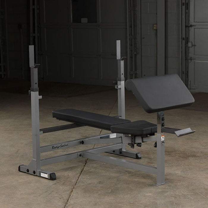 Body-Solid GPCA1 Preacher Curl Station Attached To Flat Bench