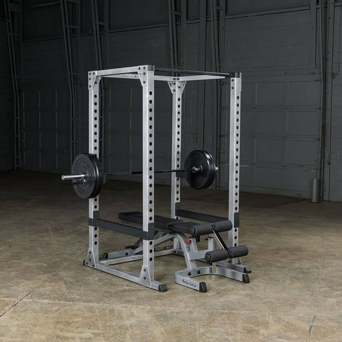 Body-Solid GPR378 Pro Power Rack 3D View With Bench
