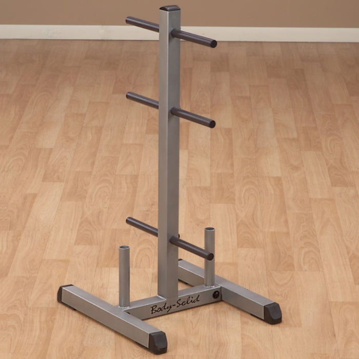 Body-Solid GSWT Standard Plate Tree & Bar Holder 3D View With Background