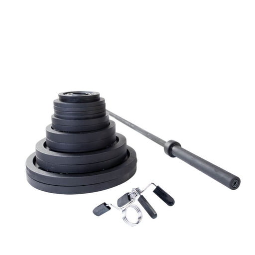 Body-Solid OSB Cast Iron Plate & Barbell Set (Black Bar) 300 lbs Set