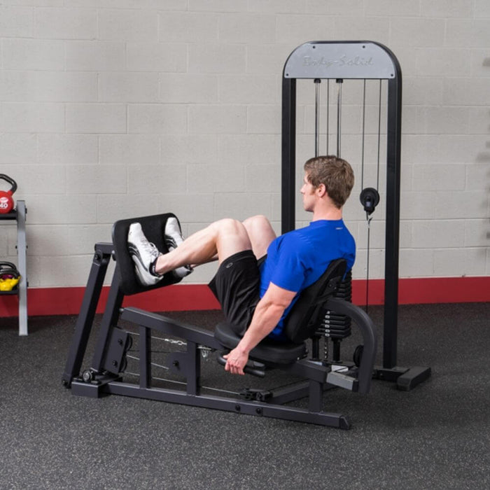 Body-Solid Pro Select GLP-STK Leg And Calf Press Machine Side View Bended Knee