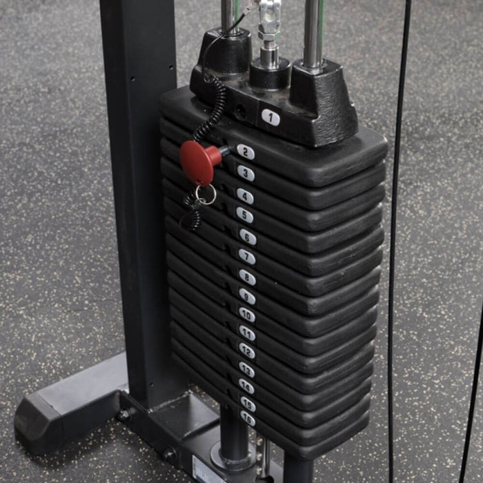 Body-Solid Pro Select GMFP-STK Functional Pressing Station Front Side View Weight Stack