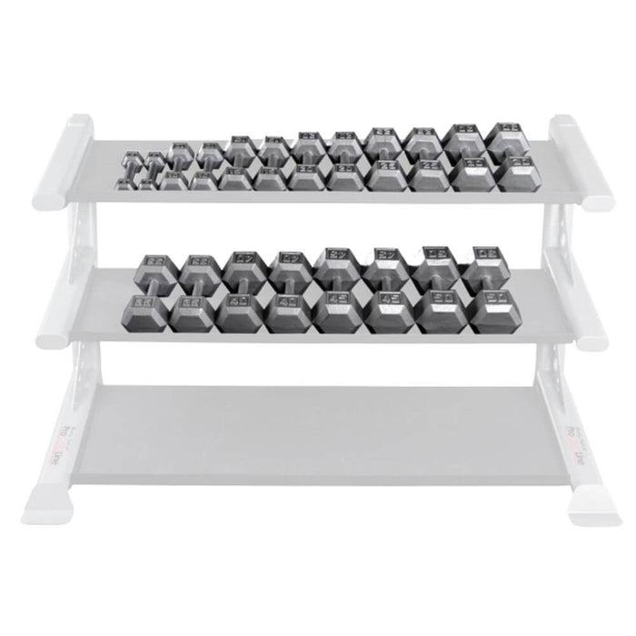 Body-Solid SDS Cast Iron Hex Dumbbell Sets 5-50 lbs With Three Tier Rack