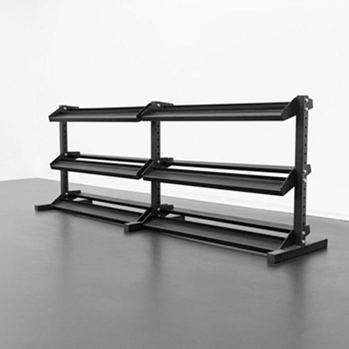 BodyKore G243 5-100lb Dumbbell Rack Front Side View Black