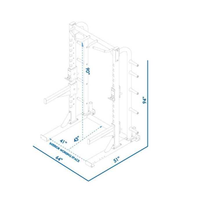 BodyKore G701 Signature Series Military Half Rack Dimensions