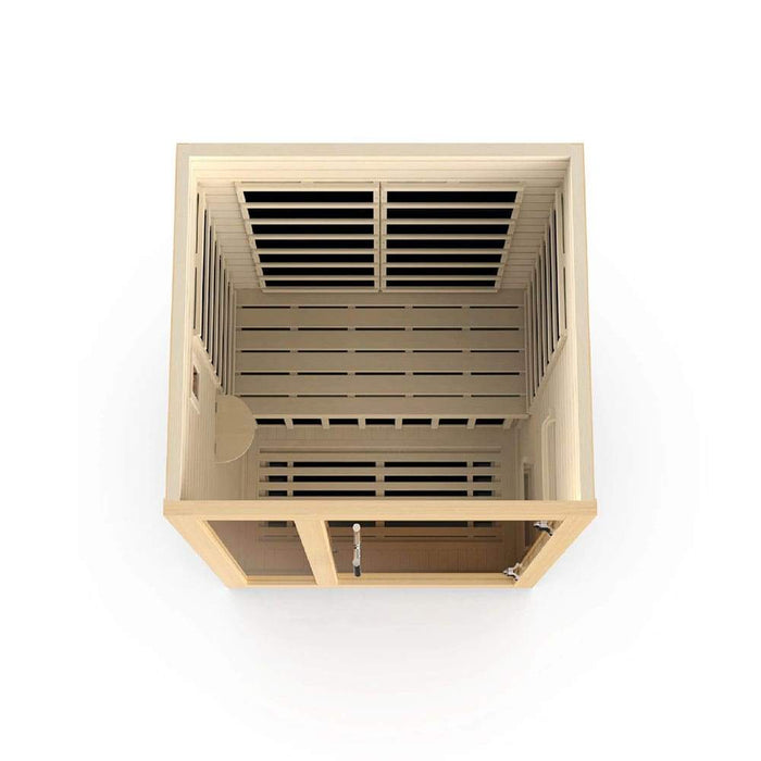 Dynamic Saunas DYN-6215-02 Llumeneres 2 Person Ultra Low EMF FAR Infrared Sauna Top Front View