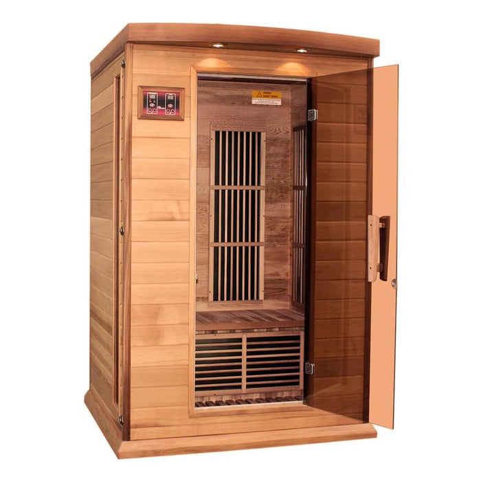 Maxxus 2-Person Low EMF Infrared Sauna MX-K206-01 CED Facing Right Opened