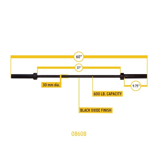 Body-Solid OB60B 5-foot Black Olympic Bar Dimensions