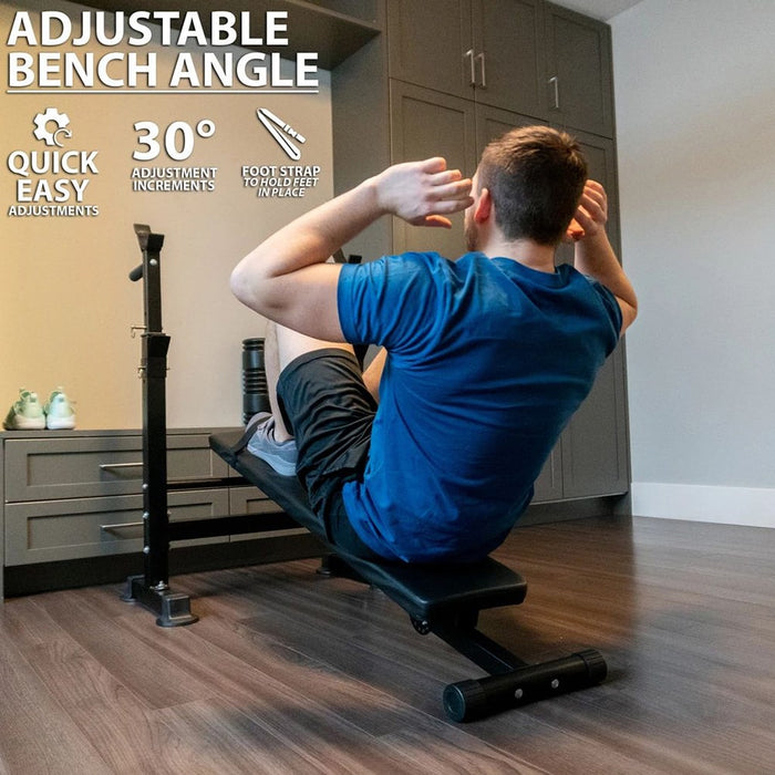 Synergee Adjustable Weight Bench with Barbell Rack Buy Online