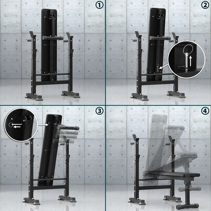 Synergee Adjustable Weight Bench with Barbell Rack Positions