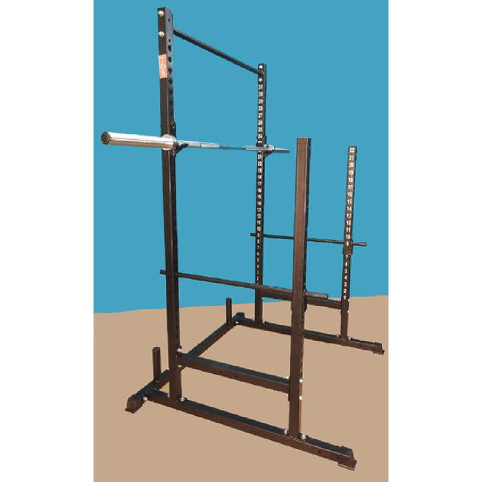 TDS H-92550B Power, Squat & Open Rack Station (Black) 3D View With Bar