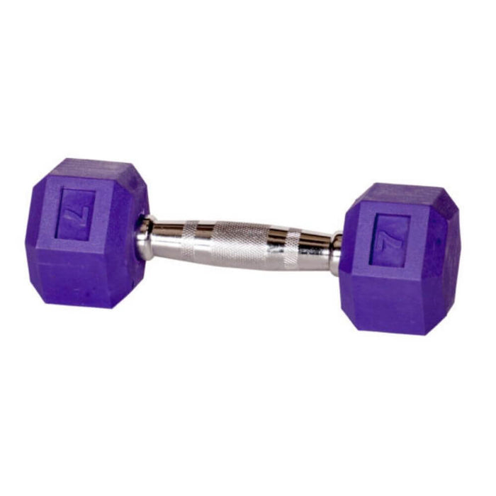 York Barbell 15402 Rubber Hex Dumbbell – Color 7lbs