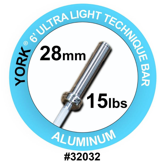 York Barbell 32032 Ultra-Lite 6' Aluminum Bar