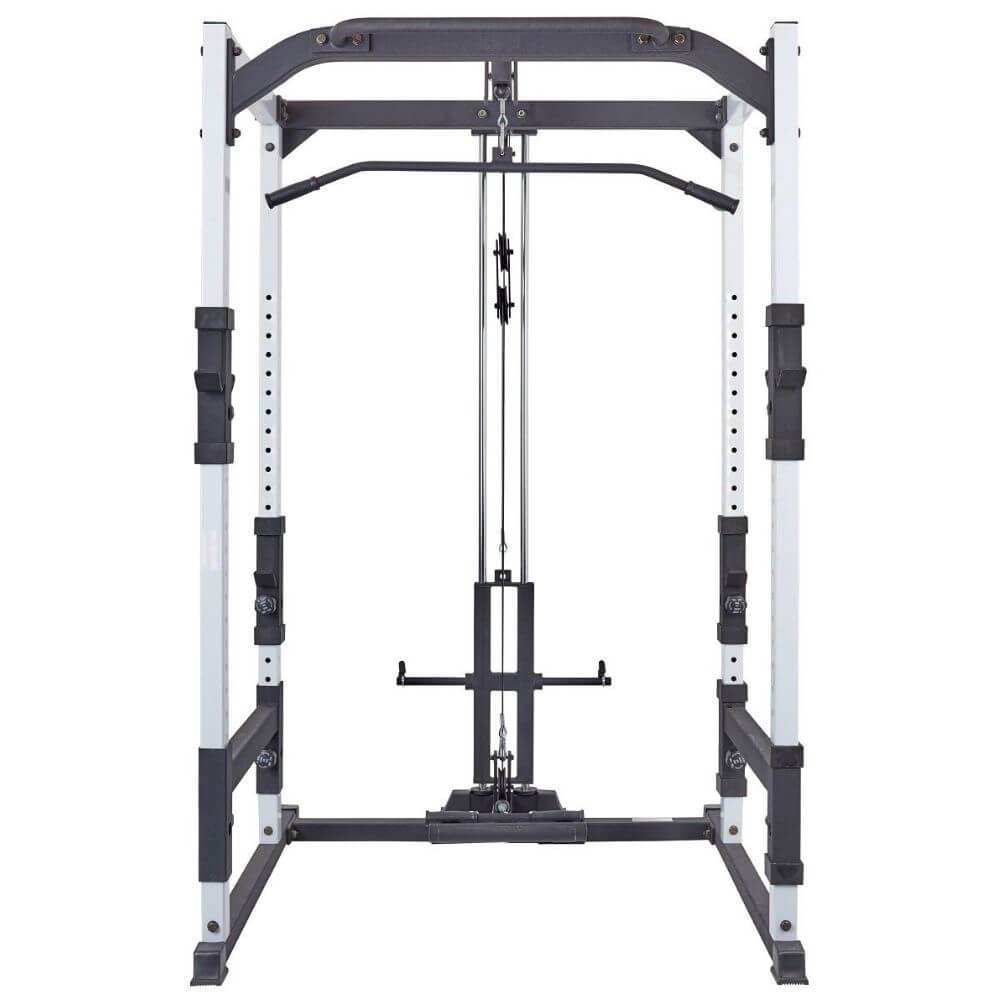 York barbell basic training power hotsell cage with pulley and barbell system