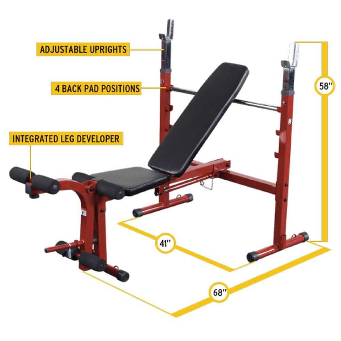 Best Fitness BFOB10 Folding Olympic Bench with Leg Developer Dimension