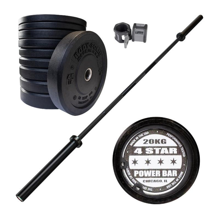 Body-Solid Premium USA Bumper Plate and Barbell Set