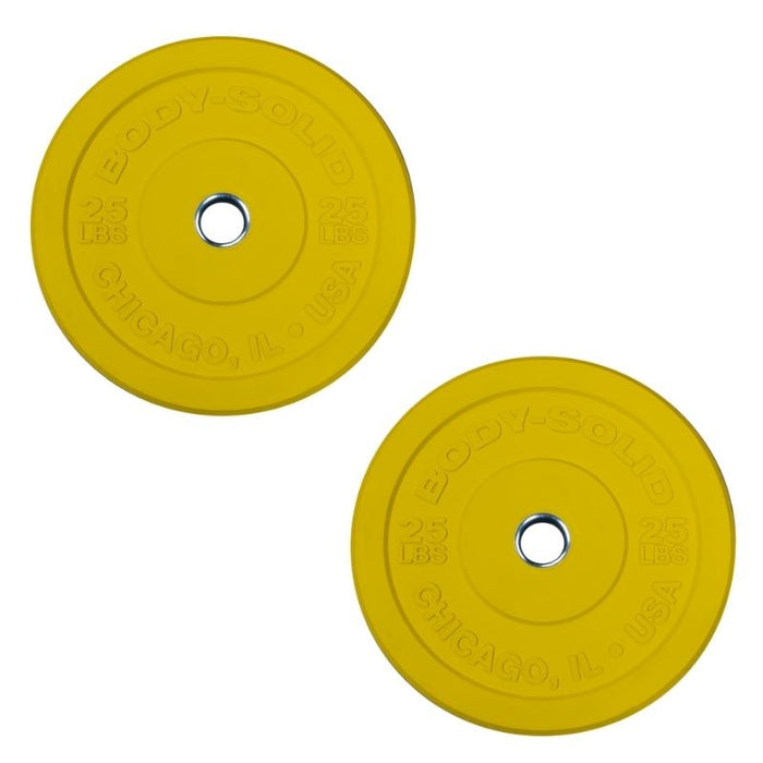 Body-Solid OBPXC25 Chicago Extreme Yellow 25lb Bumper Plate Pair