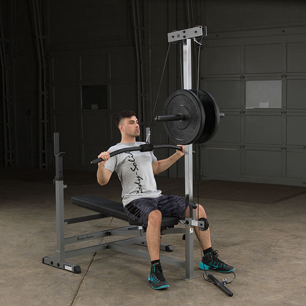 Body-Solid PowerCenter Combo Bench Lat Package GDIB46LP4 bench angle