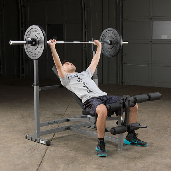 Body-Solid PowerCenter Combo Bench Lat Package GDIB46LP4 flat bench press