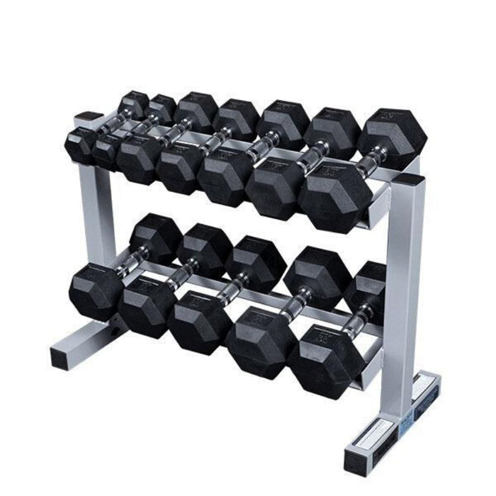 Body-Solid Powerline Rubber Hex Dumbbell 5-30lb Package