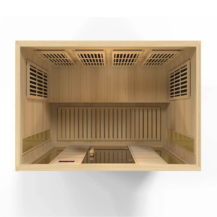 Maxxus MX-K406-01 Low EMF FAR Infrared Carbon Canadian Hemlock Sauna Top Front Inside